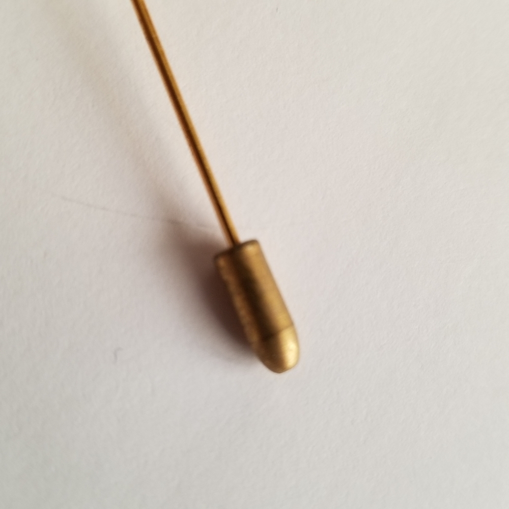 Vintage floral stickpin stick pin cloisonne enamel cabochon gold tone lapel - Picture 9 of 10